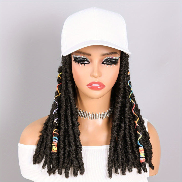 Hat Wigs 12 Inch Dreadlock Wigs With Black Baseball Cap Synthetic Fiber Dreads Hair Extensions With Hat Attatched For Women