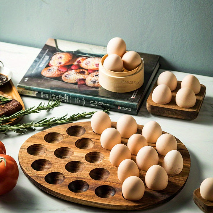 1pc Multi-Compartment Wooden Egg Storage Box - Kitchen Cooking Organizer for Eggs and More