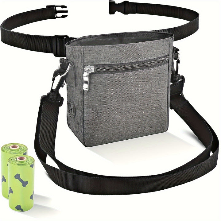 Dog Treat Training Pouch Easily Carries Pet Toys, Kibble, Treats Built-In Poop Bag Dispenser 3 Ways To Wear