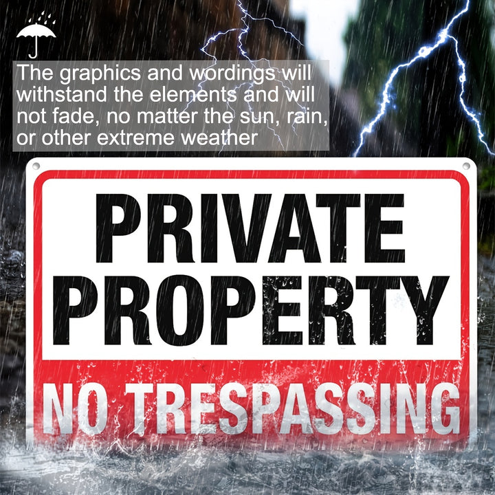 4pcs A Set Private Property No Trespassing Sign Metal 10"x14" Rust Free Aluminum, Indoor & Outdoor Use