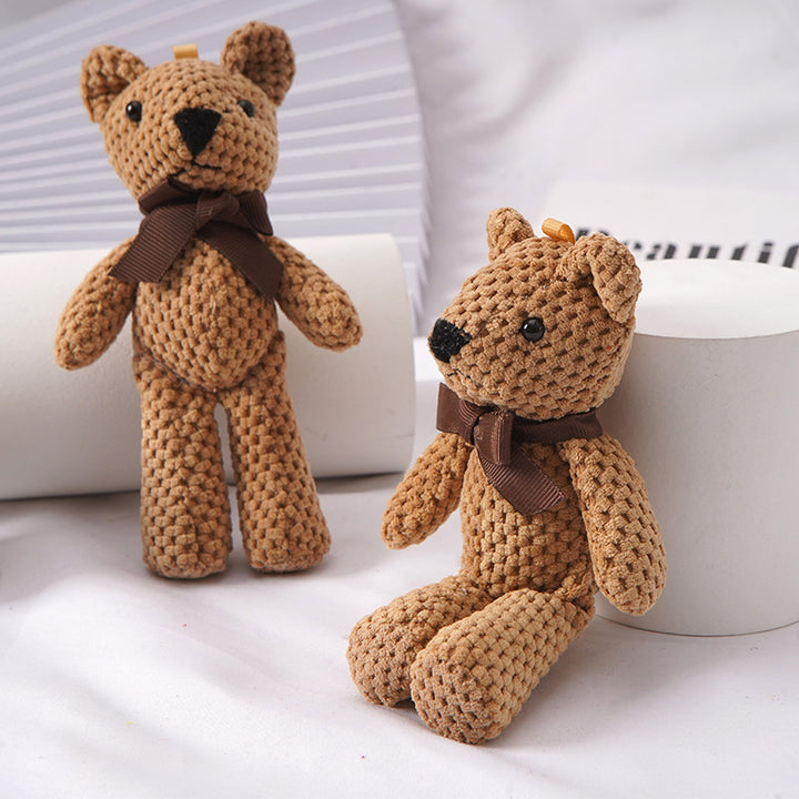 1pc 15cm/5.9in Bear Stuffed Plush Toys, Cute Dress Key Pendant, Dolls, Gifts, Birthday Wedding Party Decor easter gift Christmas, Halloween Gift