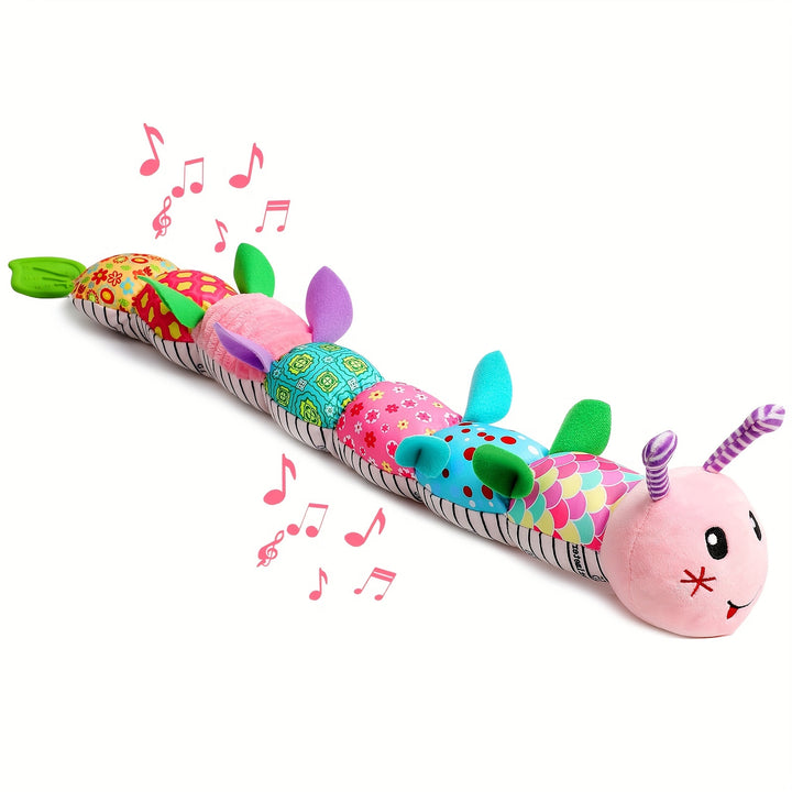Baby Musical Stuffed Animal Toys for 0-3-6-12 Months, with Multi-Sensory Crinkle, Rattle And Textures, Infant Tummy Time Toys for Newborn, Baby Boy Girl Gifts, Purple for CATERPILLAR
