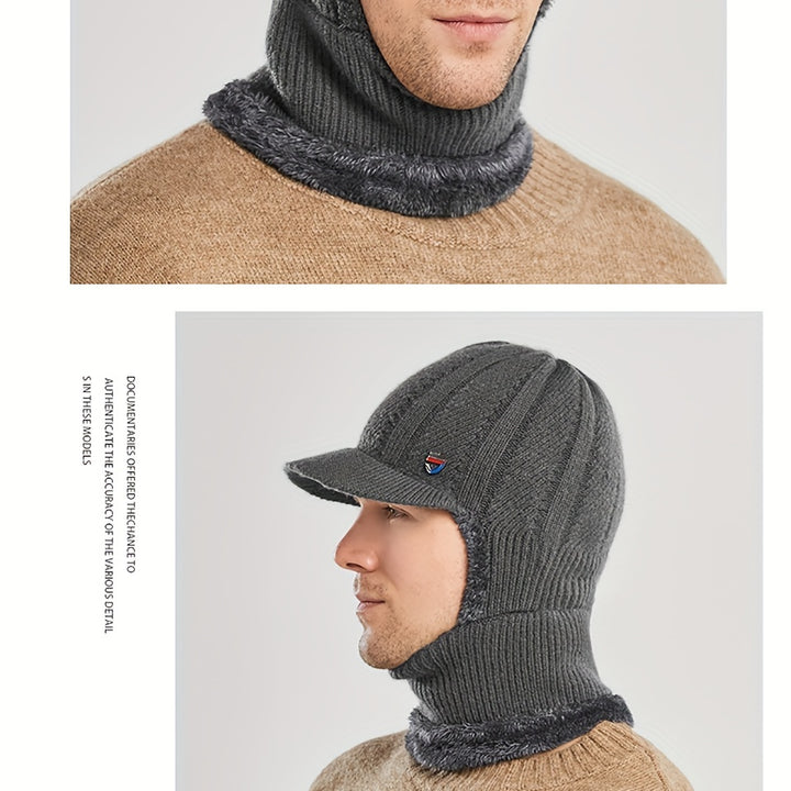 Winter 2 In 1 Set, Balaclava Neck Warmers Knitted Hat Beanie Face Cover Cap For Men And Women, Ear Protection Knitted Hat Neck Cover
