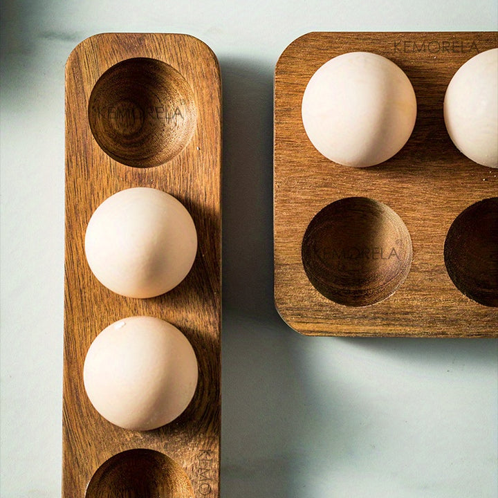1pc Multi-Compartment Wooden Egg Storage Box - Kitchen Cooking Organizer for Eggs and More