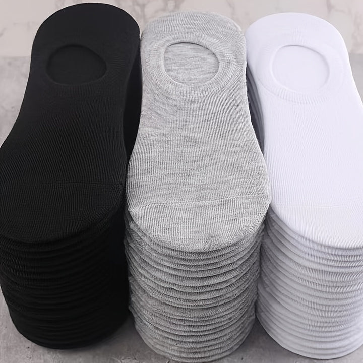 3/5/10 Pairs Men's Cotton Blend Plain Color Breathable Sweat Resistant Anti-odor No Show Socks