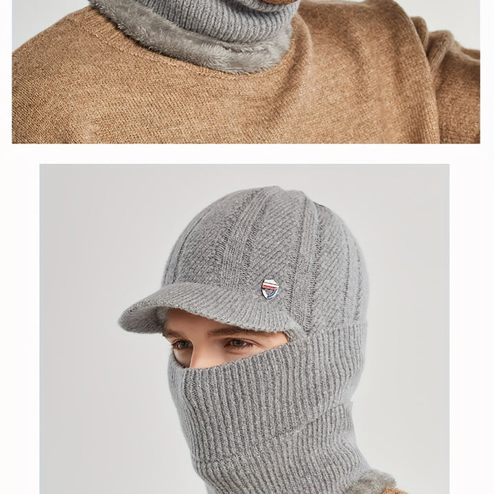 Winter 2 In 1 Set, Balaclava Neck Warmers Knitted Hat Beanie Face Cover Cap For Men And Women, Ear Protection Knitted Hat Neck Cover