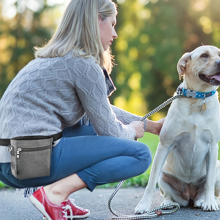 Dog Treat Training Pouch Easily Carries Pet Toys, Kibble, Treats Built-In Poop Bag Dispenser 3 Ways To Wear