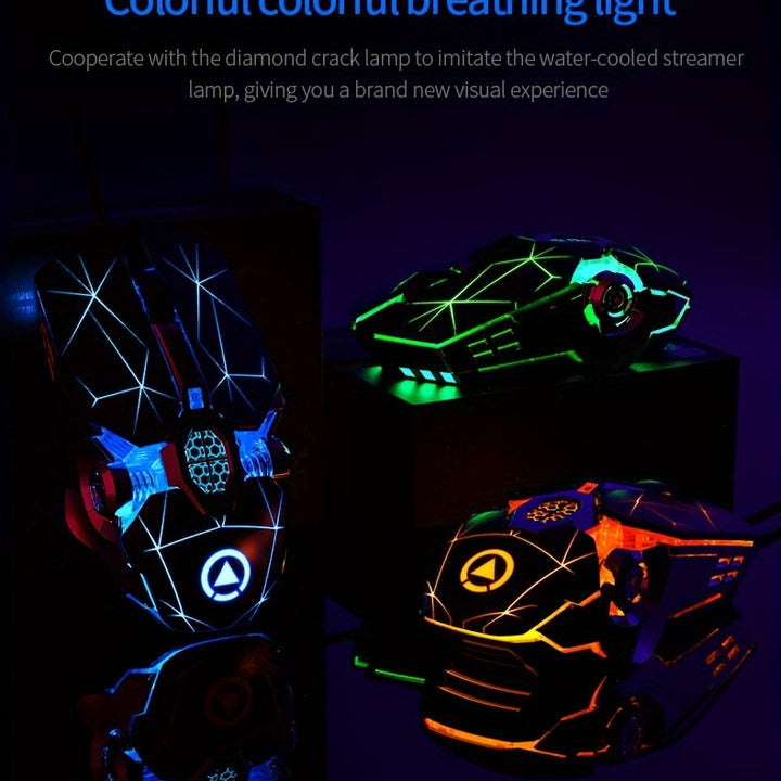 [Silvery Gaming Mouse] Silent Wired Mouse for E-Sports Gaming, Silvery Carved | Macro for Desktops and Laptops, Sound Chicken-Eating Mouse