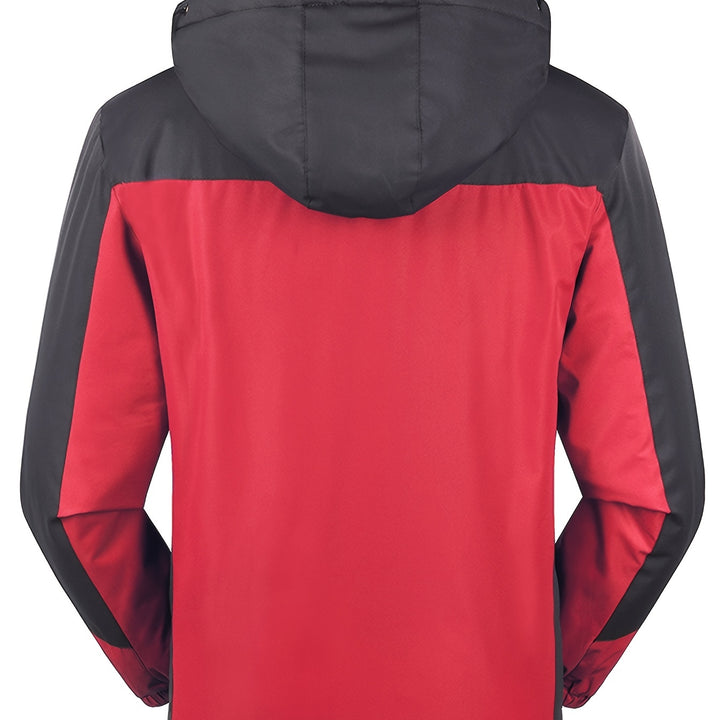 Men'S Casual Color Block Thick Hooded Jacket, Windproof Single-Layer Fleece Jacket for Fall Winter Jacket Gifts