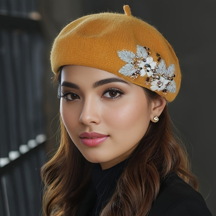 Flower Embroidery Elegant Beret Hat Classic Casual Berets Cap Painter Hats For Women