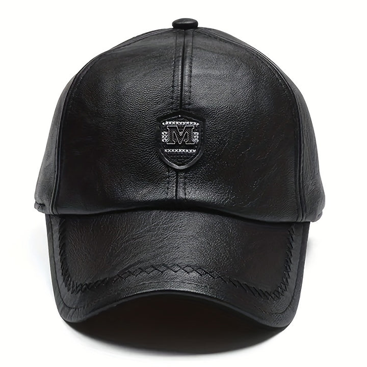 1pc Men's Adjustable PU Leather Baseball Cap - Breathable Summer Casual Hat for Spring/Autumn/Spring Summer, Ideal Gift Choice