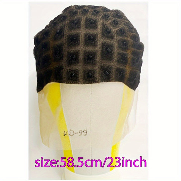 [Natural Braided Wig with Bangs] 95 Sections Glueless Full HD Lace Crochet Wig Cap for Women - Natural Looking Braided Wig with Bangs, Easy Sew-in, Black Braid Material, Free Hooks Included