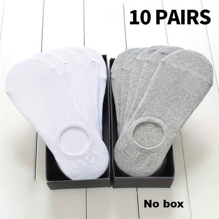 3/5/10 Pairs Men's Cotton Blend Plain Color Breathable Sweat Resistant Anti-odor No Show Socks