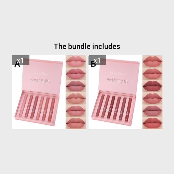 6 Pcs Lip Glaze Lipstick 6 Sets Non Stick Cup Nude Skin Color Lip Gloss Cute Set Box Long Lasting Non Stick Cup Does Not Fade Waterproof Lip Gloss Lipstick Gel, Valentine's Day Gifts For Women