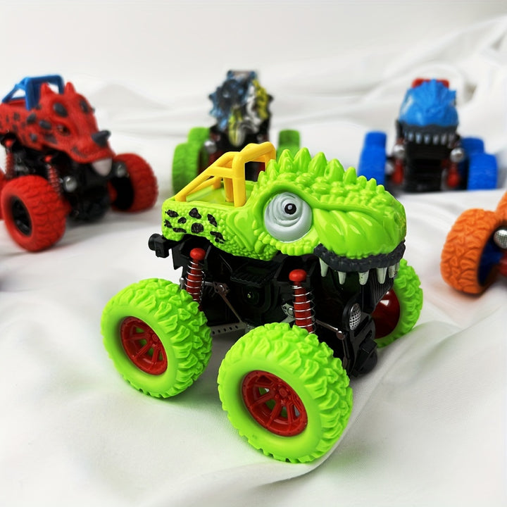 Two-way Inertia Red/Yellow/Blue Dinosaur Toys, Double-sided Flip Driving Drift Vehicle for Boys and Girls Gift