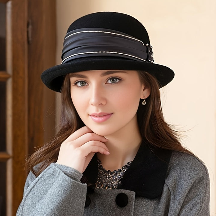 French Style Wool Bucket Hat Elegant Lightweight Warm Basin Hats Classic Coldproof Fisherman Cap For Women Autumn & Winter
