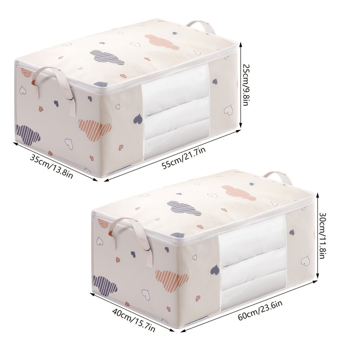 Large Capacity Clothes Storage Bag with Reinforced Handles, Thick Fabric, Suitable for Quilts, Blankets, Bedding, Foldable with Sturdy Zipper, Transparent Window, Storage Bins for Home Organization, Baskets, Bins & Containers