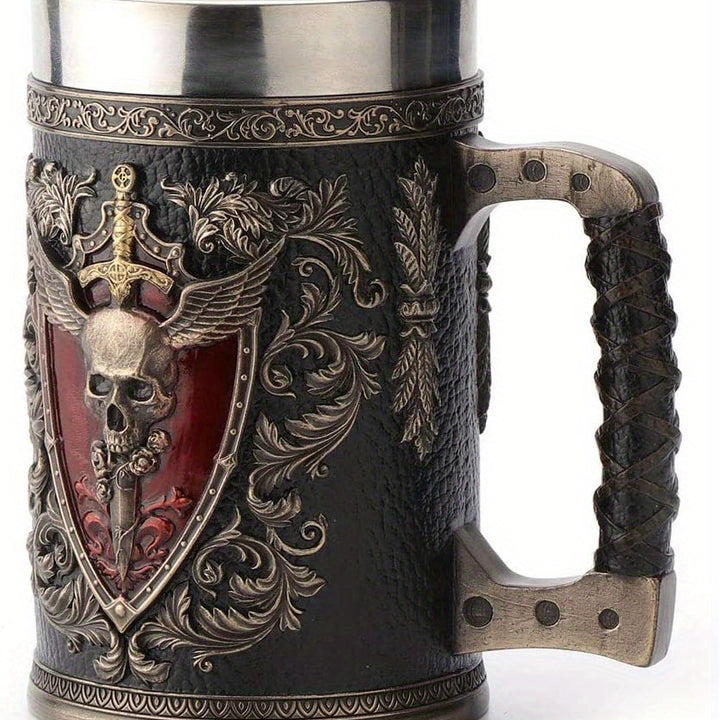 1pc Horror Death Coffee Mug - 600ml/20oz Stainless Steel Grim Reaper Skull Water Cup - Unique Summer Winter Drinkware for Home Kitchen, Spooky Birthday and Halloween Gifts