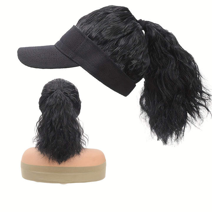 Versatile Blonde Ponytail Wig Cap for Women - High-Temperature Synthetic Hair with Rose Net, Elastic Band, and Visor Hat Attachment - Perfect for Everyday Use, Versatile Hair Solution|Textured Hairpiece|Secure Fit Design