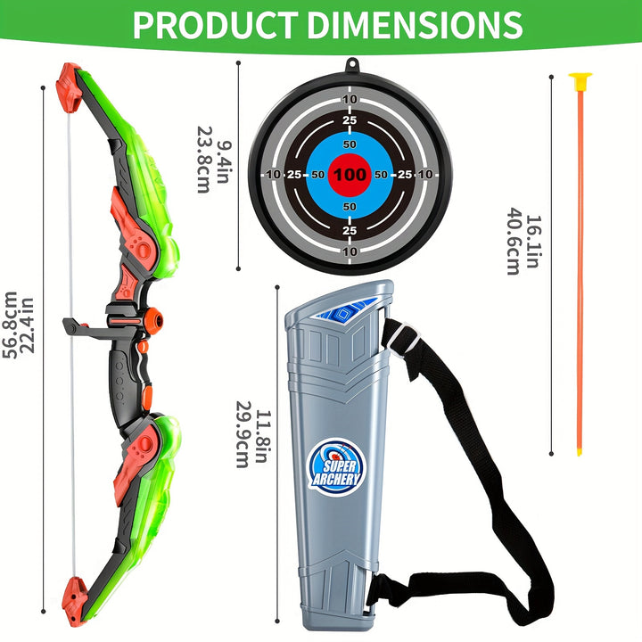 Bow And Arrow Set LED Light Up Archery Toy Set With 10 Suction Cup Arrows, Target & Quiver, Indoor And Outdoor Toys Archery Boys Toys Gifts [Accessories Random Color]