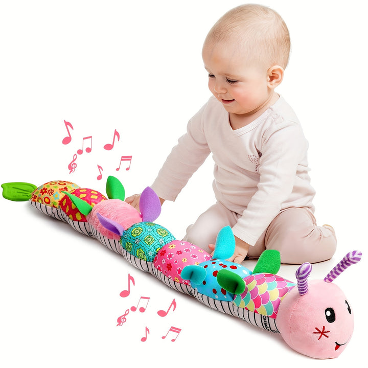 Baby Musical Stuffed Animal Toys for 0-3-6-12 Months, with Multi-Sensory Crinkle, Rattle And Textures, Infant Tummy Time Toys for Newborn, Baby Boy Girl Gifts, Purple for CATERPILLAR
