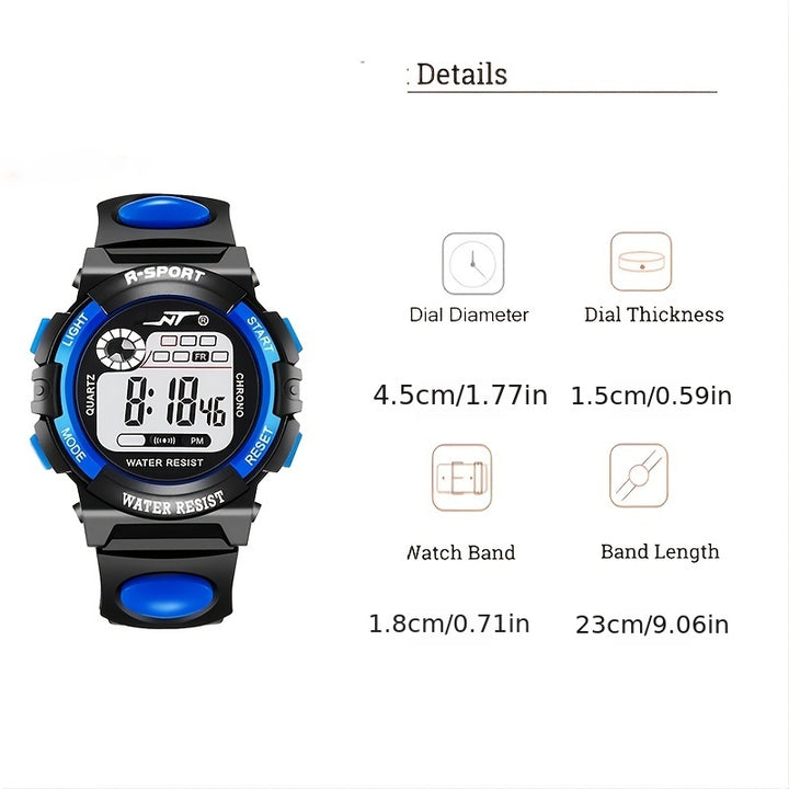 Vibrant Youth Watch - Luminous Digital Timepiece with Multifunctional Features for Middle School Students, Boys, and Girls, High School, Casual Wear, Water-Resistant, and Easy-to-Read Display