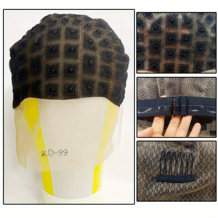 [Natural Braided Wig with Bangs] 95 Sections Glueless Full HD Lace Crochet Wig Cap for Women - Natural Looking Braided Wig with Bangs, Easy Sew-in, Black Braid Material, Free Hooks Included