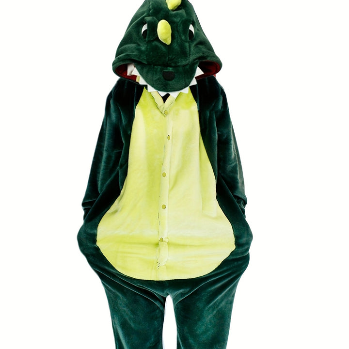 one piece Cozy Dinosaur Hooded Pajamas for Men and Women - Perfect for Parties and Cosplay
