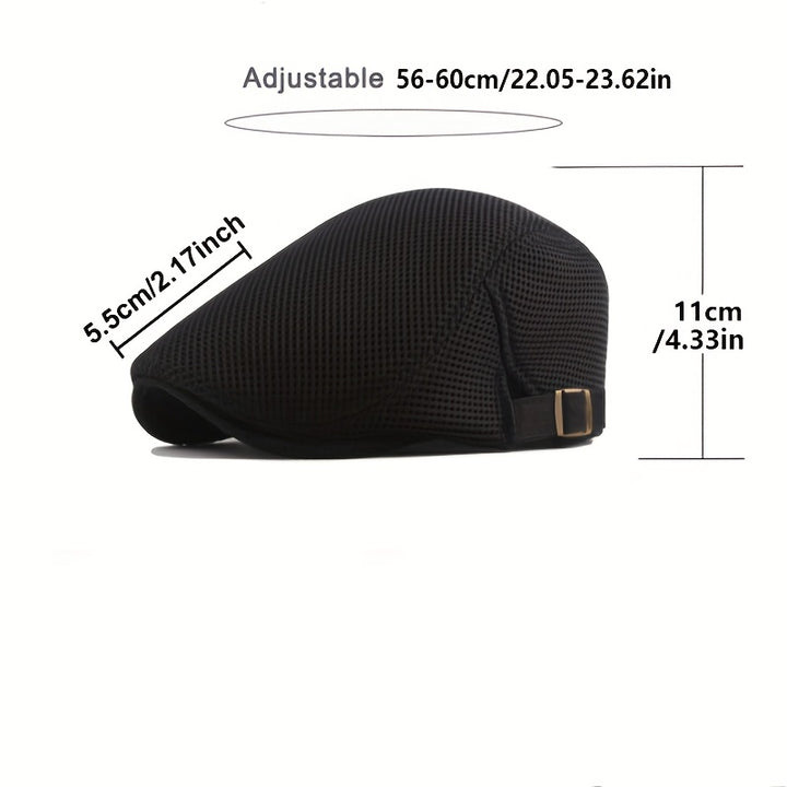 Summer Men News Breathable Cap Hat Mesh Cabbie Golf Driving Sun Flat Beret Black White Gray Beige Hats Caps Visors