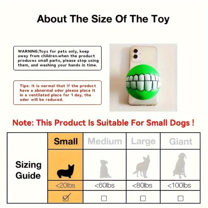 1pc Assorted Varieties Teeth Pattern Dog Chew Ball Toys, Tough Squeaky Dog Grinding Teeth Toys
