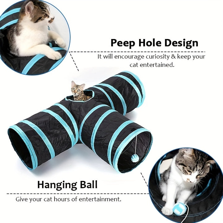 Collapsible Cat Tunnel with Peek Holes
Interactive multi-way tunnel with hanging ball toy—foldable, durable, and perfect for indoor fun with cats, kittens, puppies & small pets.🐈🐕