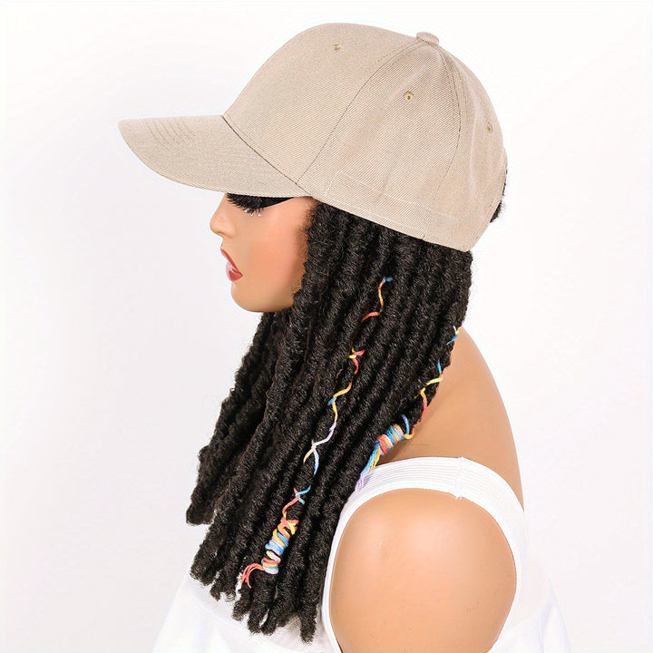 Hat Wigs 12 Inch Dreadlock Wigs With Black Baseball Cap Synthetic Fiber Dreads Hair Extensions With Hat Attatched For Women