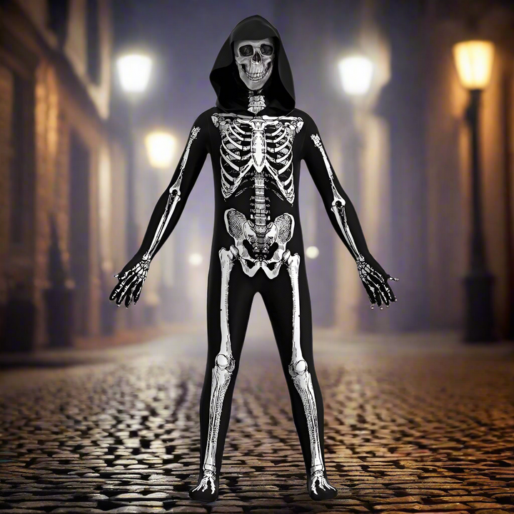 Creepy & Cool!
A spooky skull print with hood makes this the perfect pick for Halloween fun. Lightweight, comfy, and scary in all the right ways.
💀 Includes: Hooded skull outfit
🎃 Occasions: Halloween, school events, cosplay
👻Skull,horror, game cosplay