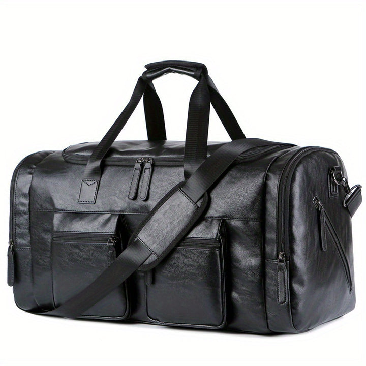Large Weekend Bag Men Quality PU Leather Travel Carry On Luggage Bag Duffel Handbag Casual Traveling Tote