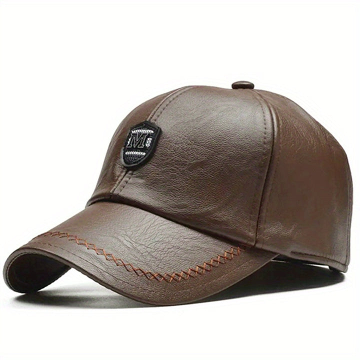 1pc Men's Adjustable PU Leather Baseball Cap - Breathable Summer Casual Hat for Spring/Autumn/Spring Summer, Ideal Gift Choice