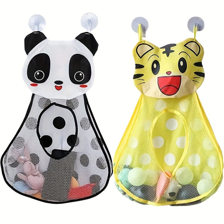 1Pc/2pcs Kawaii Animal Design Mesh Toys Storage Hanging Bag, Versatile Bathroom Wall Mounted Organizer