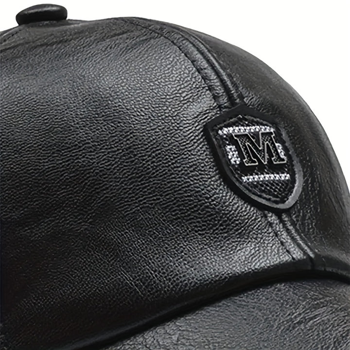 1pc Men's Adjustable PU Leather Baseball Cap - Breathable Summer Casual Hat for Spring/Autumn/Spring Summer, Ideal Gift Choice