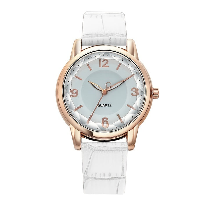Elegant Women's Quartz Watch - Genuine Leather Strap, Water-Resistant, Versatile for All Occasions