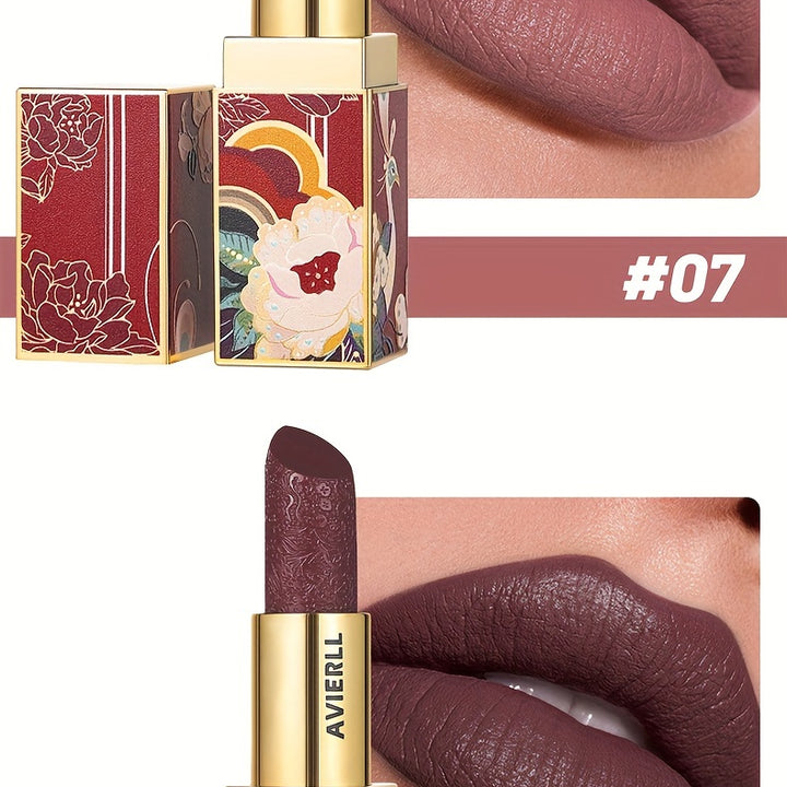 Enchanting Luxurious Matte Velvet Lip Collection - Hydrating, Long-Lasting, Seamless Finish - A Fashionable Chinese Traditional Printed Gift for Women, Perfect for Valentines Day & Lunar New Year Celebrations