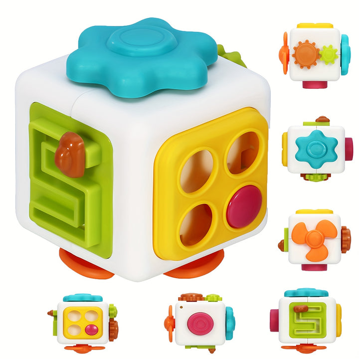 Activity Cube, Suitable For Children's Busy Cube, Baby Sensory Busy Travel Learning Toys, 6-in-1 Montessori Early Childhood Education Learning Toys, Autism Development Game Center-color Random
