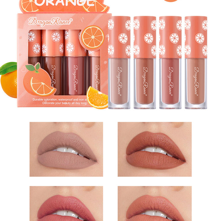 4 Pcs Strawberry Matte Lipstick Set - Lip Stains with Waterproof, Non-Stick, Velvety Finish and Long-Lasting Lip Glaze - Perfect Valentine's Day Gifts for Women with Lip Care Benefits