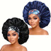 2pcs/set Oversized Satin Bonnet Flower Printed Band Imitation Silk Soft Sleeping Night Cap Elastic Lightweight Hair Bonnets For Women daily use