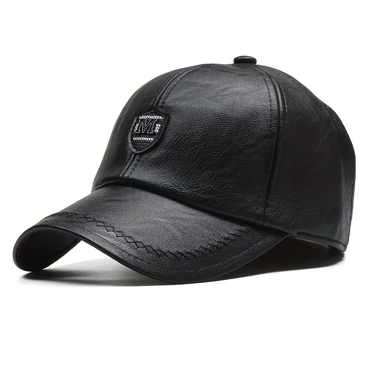 1pc Men's Adjustable PU Leather Baseball Cap - Breathable Summer Casual Hat for Spring/Autumn/Spring Summer, Ideal Gift Choice