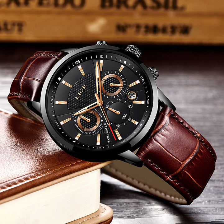 Watches Mens 2022 LIGE Top Brand Luxury Casual Leather Quartz Men's Watch Business Clock Male Sport Date Chronograph