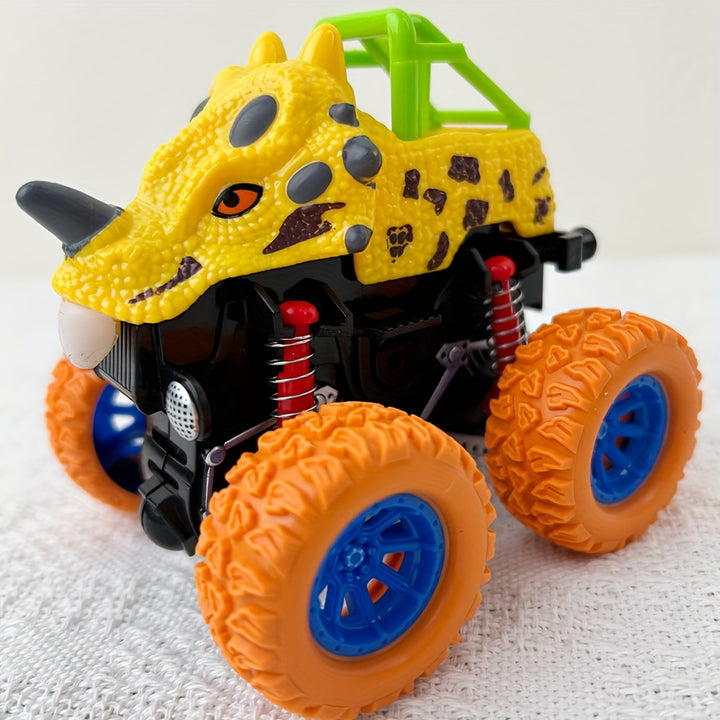 Two-way Inertia Red/Yellow/Blue Dinosaur Toys, Double-sided Flip Driving Drift Vehicle for Boys and Girls Gift