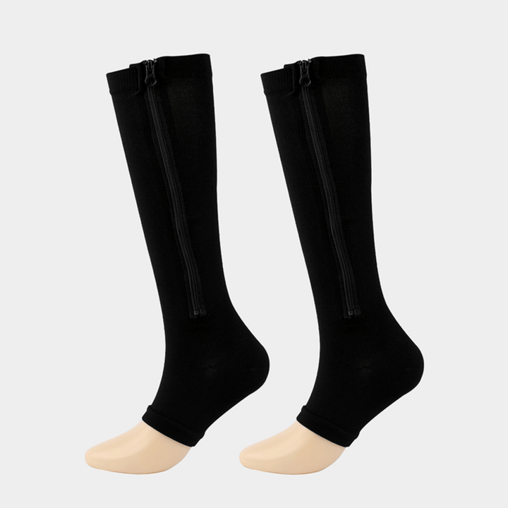 1pair Comfortable Compression Socks with Easy Side Zipper for Men and Women - Reduce Swelling and Improve Circulation