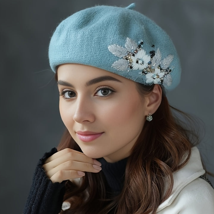 Flower Embroidery Elegant Beret Hat Classic Casual Berets Cap Painter Hats For Women