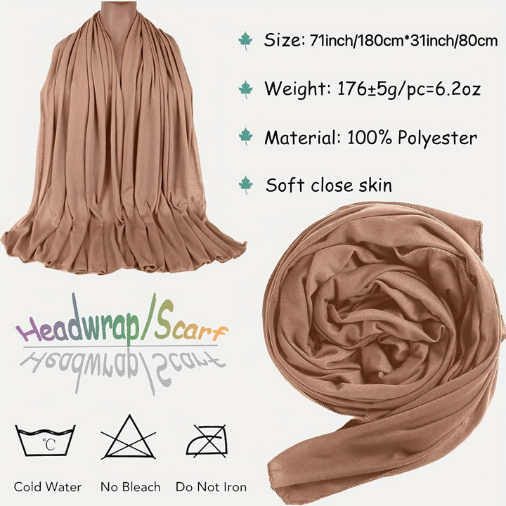 1pc/4pcs Ultra Soft Boho Pleated Head Wrap Turban Cap - Elegant Solid Color, Extra Long, Breathable Head Band Tie for Women