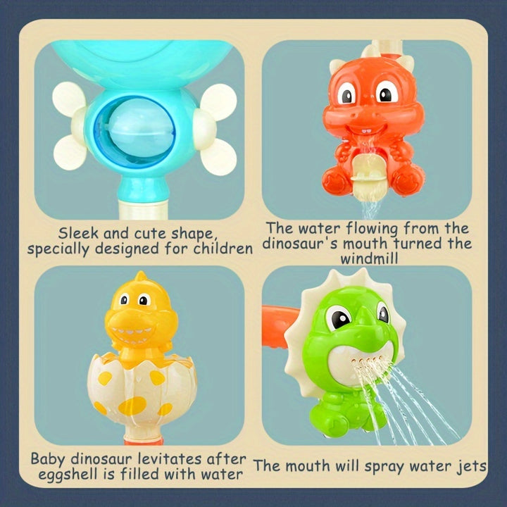 16pcs Dinosaur Bath Toys Dinosaur Wall Bathtub Toy Slide Shower Waterwheel Tracks Water Toys Christmas Holiday Birthday Gifts (random Color)