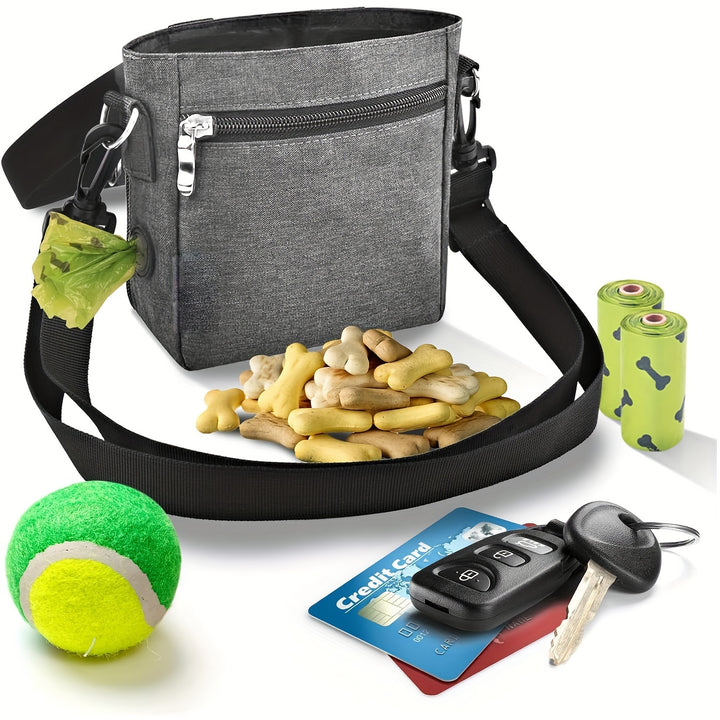 Dog Treat Training Pouch Easily Carries Pet Toys, Kibble, Treats Built-In Poop Bag Dispenser 3 Ways To Wear